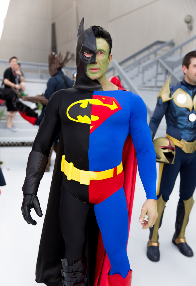 Half Superman And Batman Halloween Costume